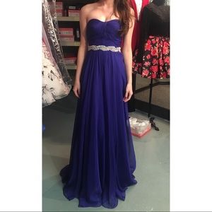La Femme Dark Blue Evening Gown Prom Dress 00
